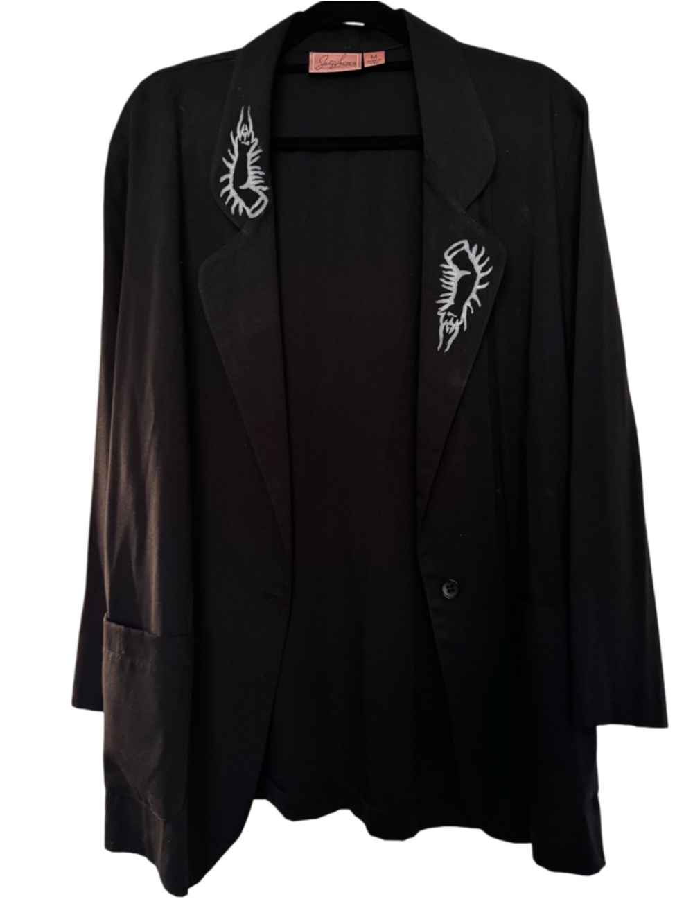 WhimSee Original Creepy Critter lino printed vintage black blazer